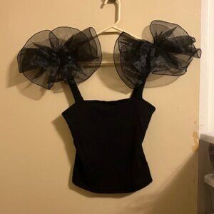 Intimately Free People Black Top with Ruffles NWT